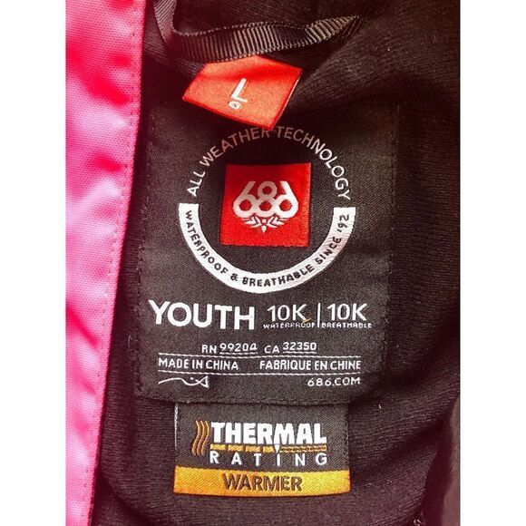686 Girls Insulated Snowboard Jacket L Youth 10K Thermal Warmer Winter - Picture 4 of 5